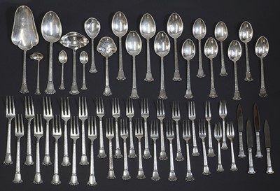 Lot 117 - A part canteen of Danish Jugendstil sterling silver cutlery