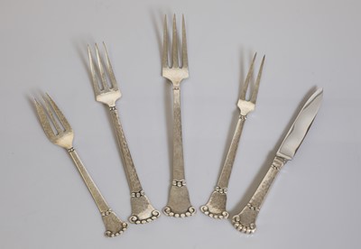 Lot 117 - A part canteen of Danish Jugendstil sterling silver cutlery