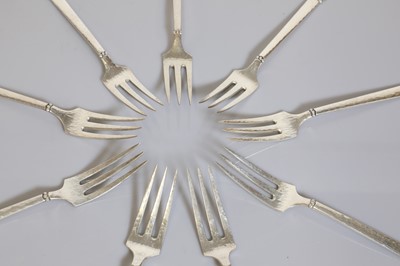 Lot 117 - A part canteen of Danish Jugendstil sterling silver cutlery