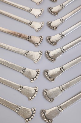 Lot 117 - A part canteen of Danish Jugendstil sterling silver cutlery