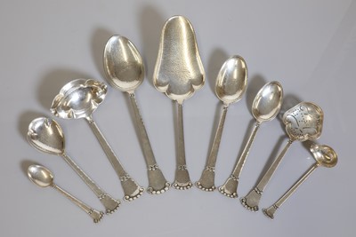 Lot 117 - A part canteen of Danish Jugendstil sterling silver cutlery