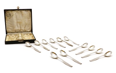 Lot 24 - A cased set of Danish 'Charlotte' pattern sterling silver teaspoons