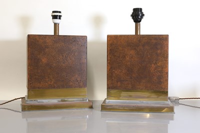 Lot 242 - A pair of Art Deco-style faux patinated bronze table lamps
