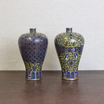 Lot 260 - A pair of Chinese cloisonné vases