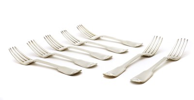 Lot 28 - A set of seven George IV silver forks