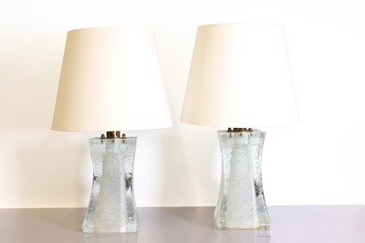 Lot 356 - A pair of French brutalist glass table lamps