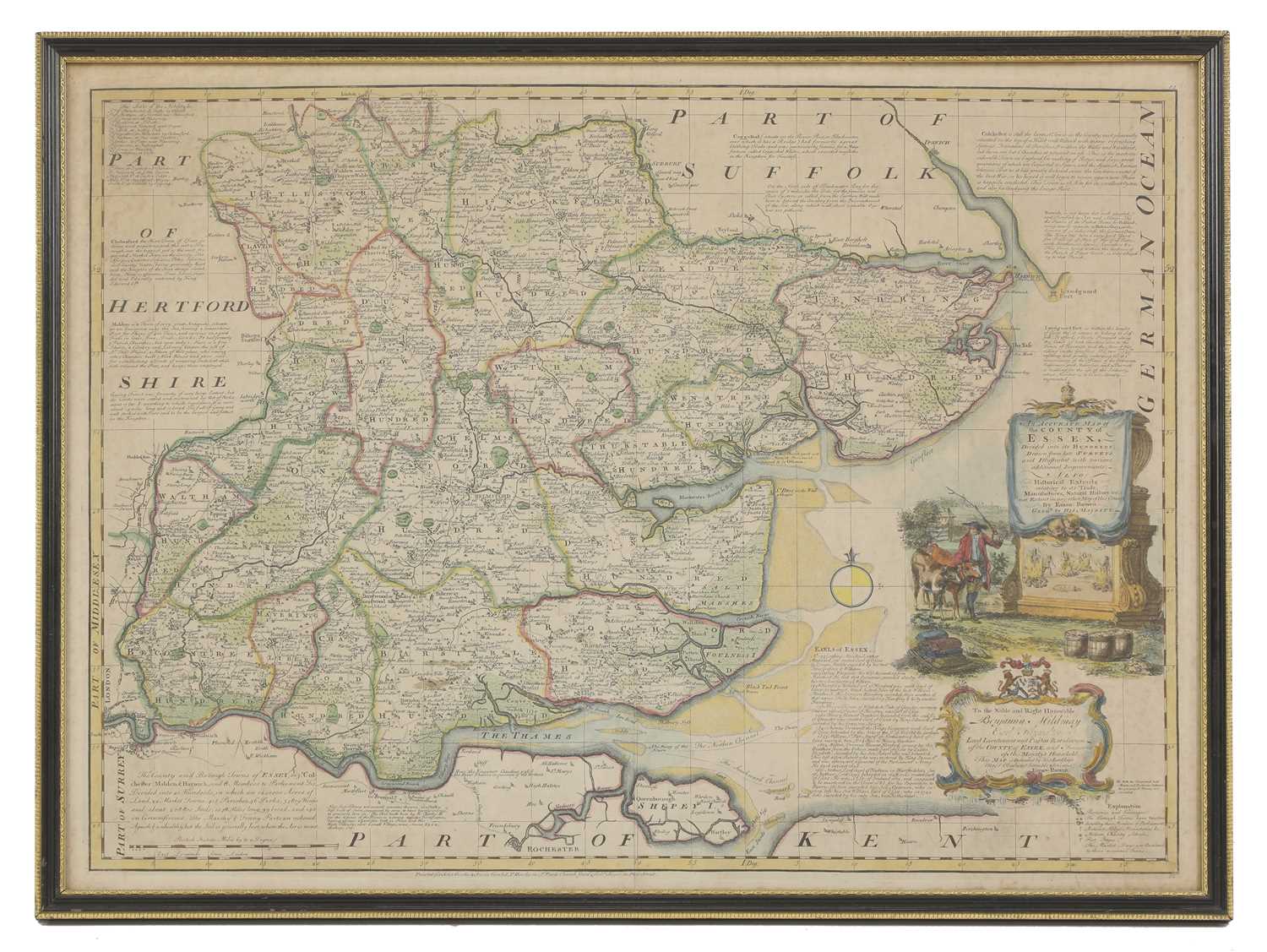 Lot 23 - Two MAPS: 1- Emanuel Bowen: An Accurate map of the County of Essex