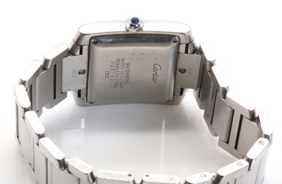 Lot 304 - A stainless steel Cartier Tank Française automatic bracelet watch