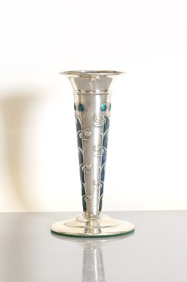 Lot 83 - A 'Cymric' silver and enamel spill vase