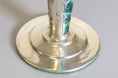Lot 83 - A 'Cymric' silver and enamel spill vase