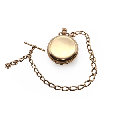 Lot 220 - A 9ct gold pocket watch and Albert chain