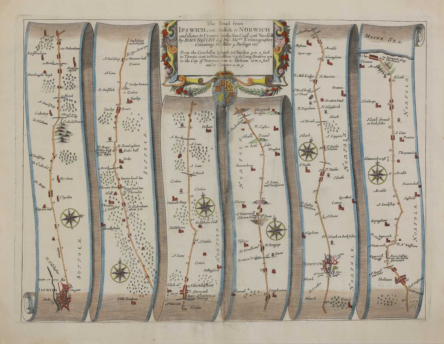 Lot 44 - Three Road Maps by John OGILBY
