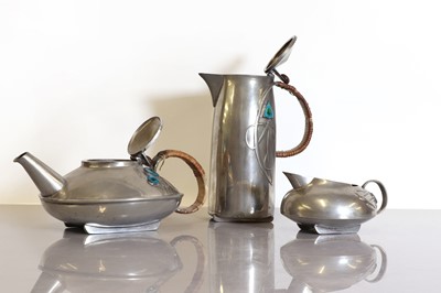 Lot 82 - A Liberty & Co. Tudric pewter part tea service