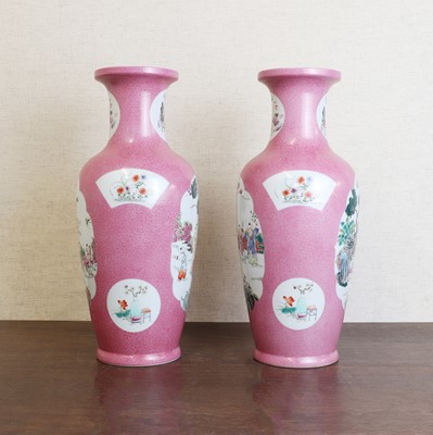 Lot 97 - A pair of Chinese famille rose vases