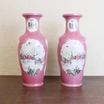 Lot 97 - A pair of Chinese famille rose vases