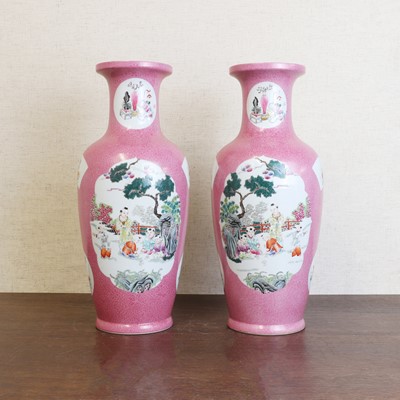 Lot 97 - A pair of Chinese famille rose vases