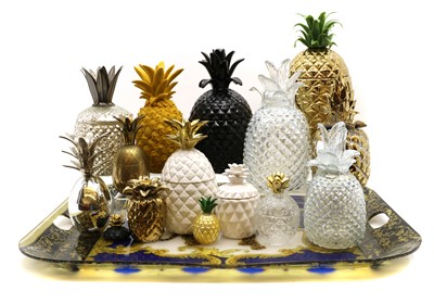 Lot 224 - A collection of pottery and glass pineapples