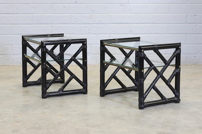 Lot 347 - A pair of French ebonised bamboo side tables