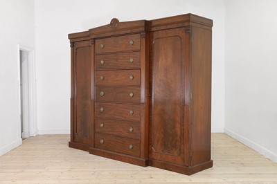 Lot 234 - A William IV mahogany breakfront compactum wardrobe