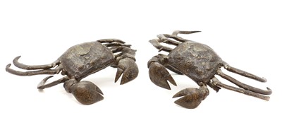 Lot 210 - A pair of cast bronze crabs