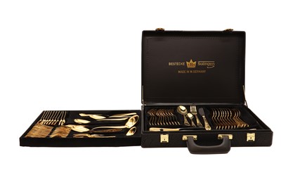Lot 64 - A twelve setting canteen of West German gold plated cutlery