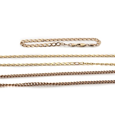 Lot 1302 - A trio of gold chains