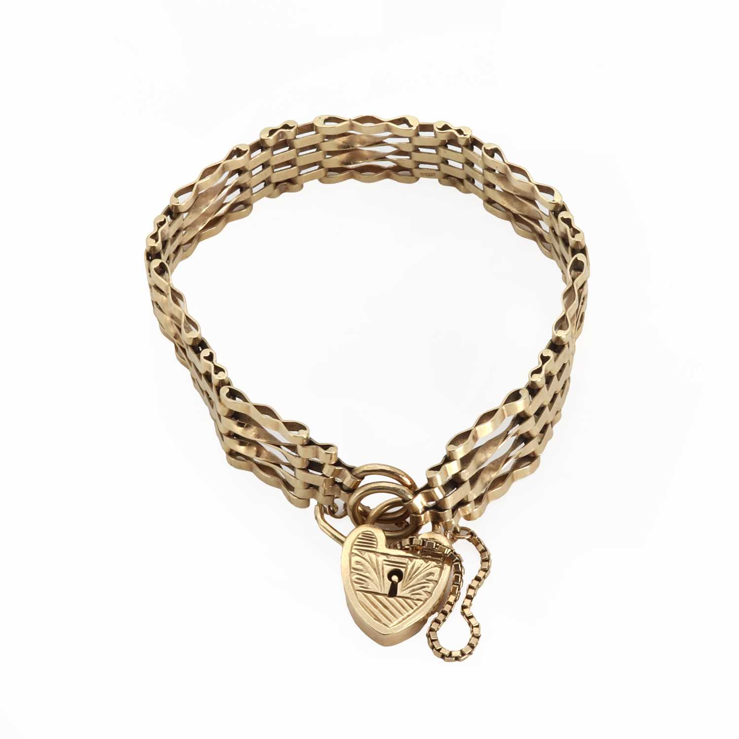 Lot 1413 - A 9ct gold gate bracelet