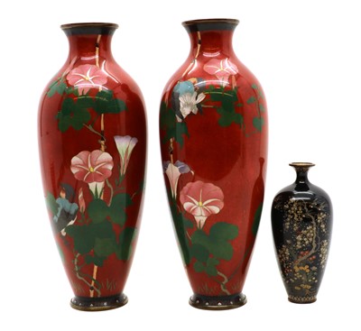 Lot 168 - A pair of cloisonné vases together with one other