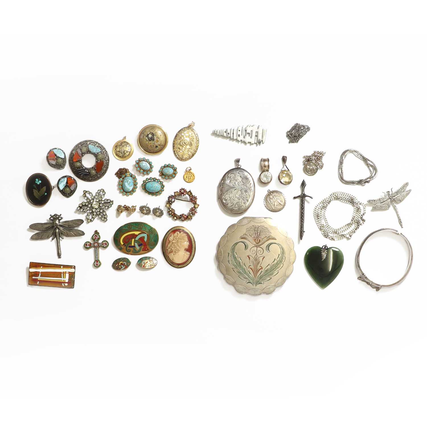 Lot 1365 - A collection of silver and costume jewellery