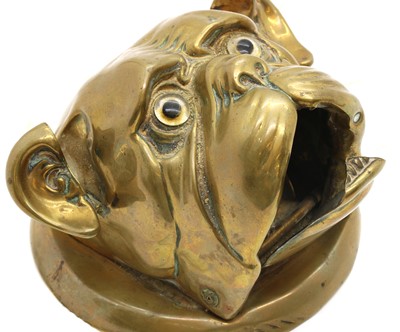 Lot 212 - A wall-mounted brass bulldog head