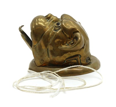 Lot 212 - A wall-mounted brass bulldog head