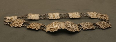 Lot 48 - An Indian white metal belt