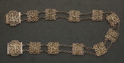 Lot 48 - An Indian white metal belt