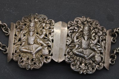 Lot 48 - An Indian white metal belt
