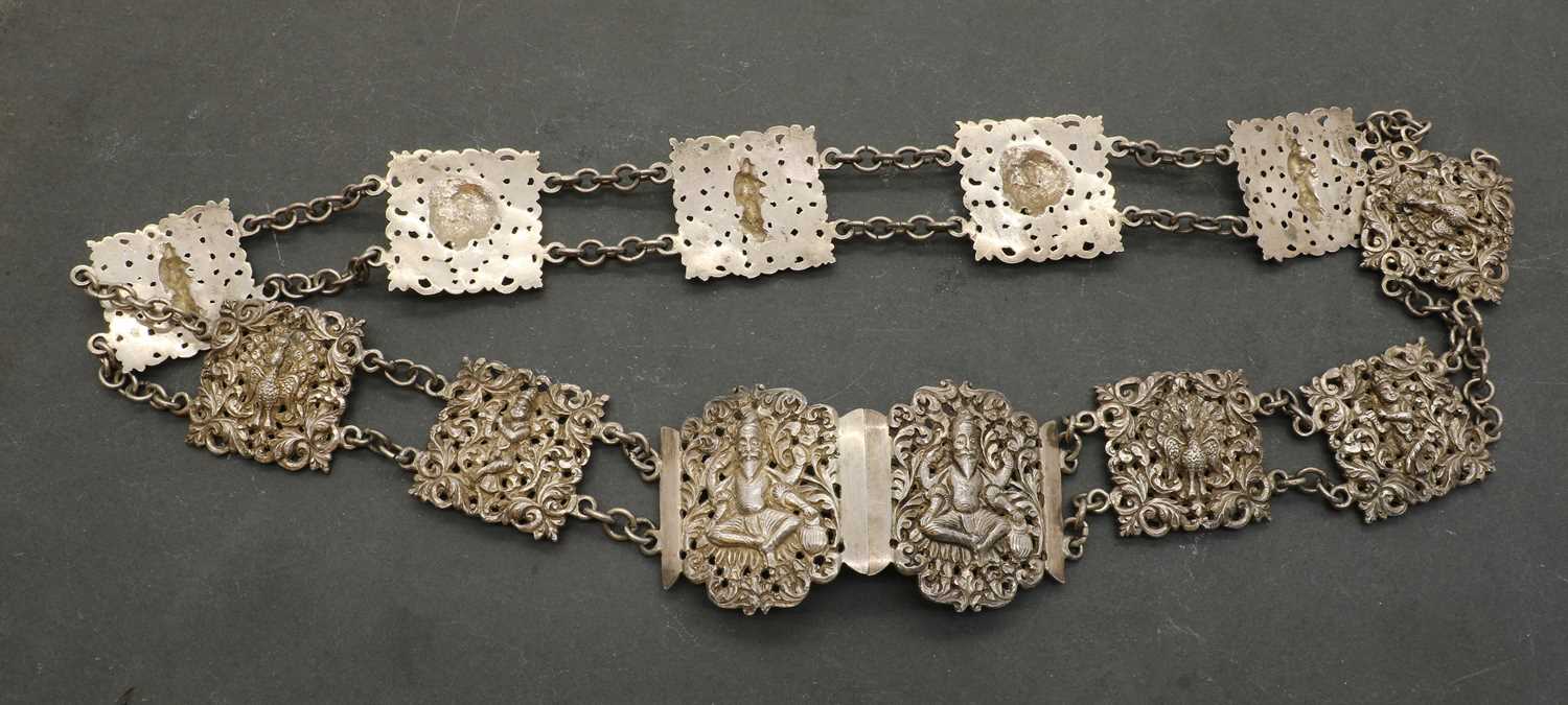 Lot 48 - An Indian white metal belt