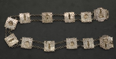 Lot 48 - An Indian white metal belt