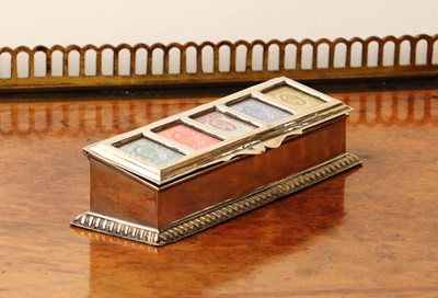Lot 79 - A silver five division stamp box