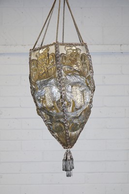 Lot 213 - A French Art Deco embossed hanging ceiling light