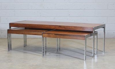 Lot 128 - A Merrow Associates rosewood and chrome nest of tables