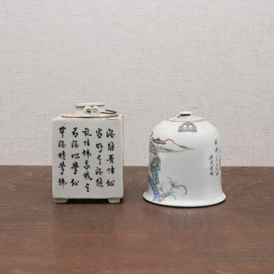 Lot 392 - Two Chinese qianjiang-enamelled teapots