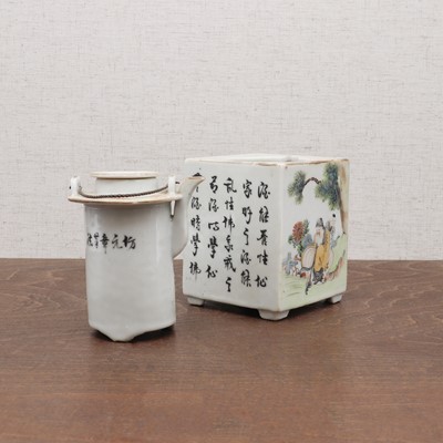 Lot 392 - Two Chinese qianjiang-enamelled teapots