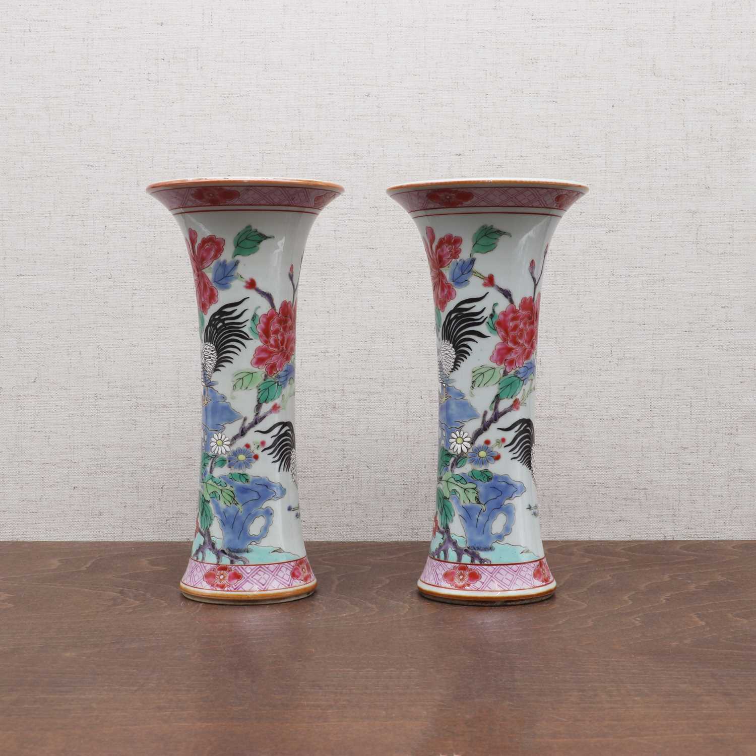 Lot 184 - A pair of Chinese famille rose vases