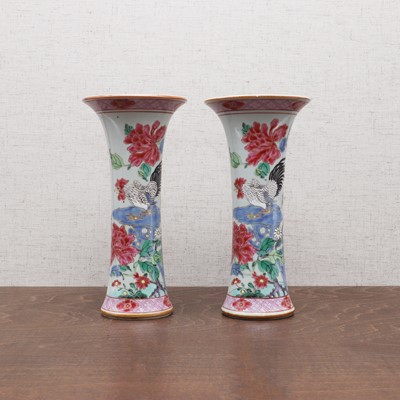 Lot 184 - A pair of Chinese famille rose vases