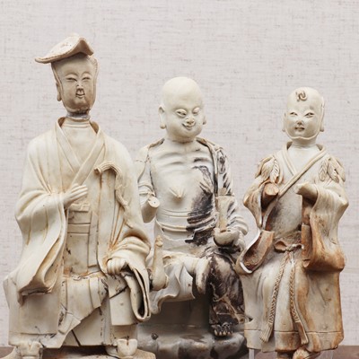 Lot 38 - Three Chinese Hutian ware Daoist figures