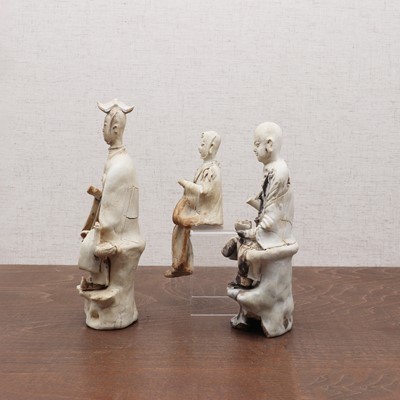 Lot 38 - Three Chinese Hutian ware Daoist figures