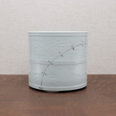 Lot 160 - A Chinese white-glazed brush pot