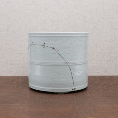 Lot 160 - A Chinese white-glazed brush pot