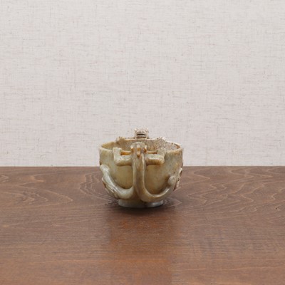Lot 221 - A Chinese jade two-handled cup