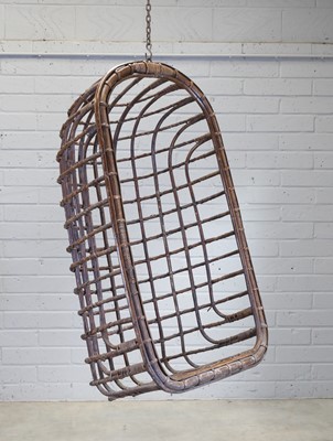 Lot 350 - A French rattan and cane hanging chair