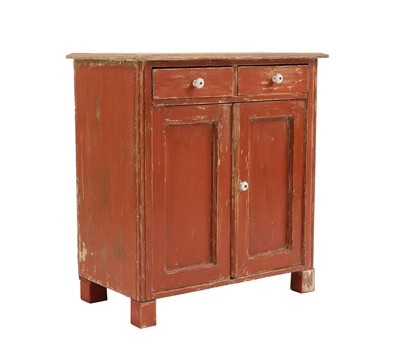 Lot 413 - A continental red painted pine cupboard